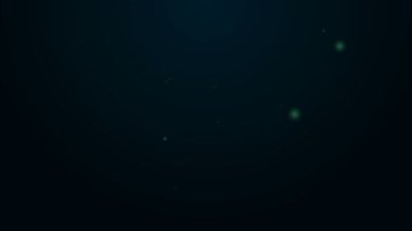 Parlayan neon hattı Ortaçağ mızrak simgesi siyah arkaplanda izole edildi. Ortaçağ silahı. 4K Video hareketli grafik canlandırması