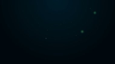 Siyah zemin üzerinde bayrak simgesi olan parlak neon hattı Trompet. Müzik aleti trompeti. 4K Video hareketli grafik canlandırması