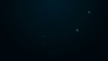 Parlayan neon çizgi simgesi siyah arkaplanda izole edildi. Gardiyan. Güvenlik, güvenlik, koruma, gizlilik kavramı. 4K Video hareketli grafik canlandırması