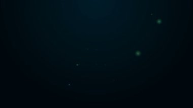 Siyah arkaplanda izole edilmiş bir raf üçgeni ikonunda parlayan neon çizgisi bilardo topları. 4K Video hareketli grafik canlandırması