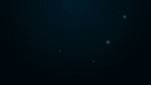 Zářící neonová čára Ikona peří a kalamáře izolované na černém pozadí. Grafická animace pohybu videa 4K — Stock video