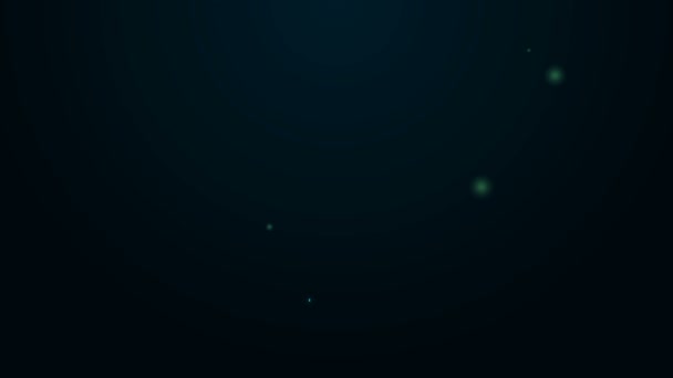 Светящаяся неоновая линия Иконка резиновой утки выделена на черном фоне. Видеографическая анимация 4K — стоковое видео
