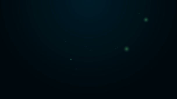 ネオンラインの輝き黒の背景に隔離された狩猟ホーンアイコン。4Kビデオモーショングラフィックアニメーション — ストック動画