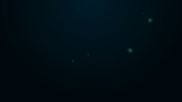 Светящийся неоновая линия Нептун Трезубец значок изолирован на черном фоне. Видеографическая анимация 4K — стоковое видео