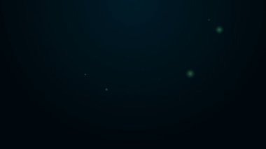 Parlayan neon hattı Pacman 'ın yemek simgesi siyah arka planda izole edildi. Oyun ikonu. Pac Man imzası. 4K Video hareketli grafik canlandırması