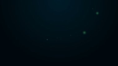 Masa tenisi ikonunu çalmak için parlayan neon hattı raketi siyah arkaplanda izole edildi. 4K Video hareketli grafik canlandırması