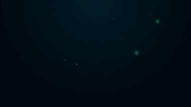 Parlayan neon hattı düğün pastası simgesi siyah arkaplanda izole edilmiş. 4K Video hareketli grafik canlandırması