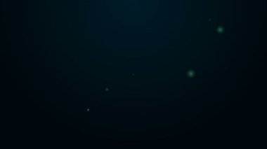 Parlayan neon hattı fotoğraf makinesi simgesi siyah arkaplanda izole edildi. Fotoğraf makinesi simgesi. 4K Video hareketli grafik canlandırması