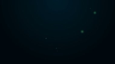 Siyah arkaplanda kalp simgesi izole edilmiş parlak neon çizgisi haritası. Sevgililer Günü. Aşk yeri. Romantik harita iğnesi. 4K Video hareketli grafik canlandırması