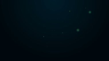 Parlayan neon hattı siyah arkaplanda güvenli simge. Kapı, şifreli bir banka kasası. Güvenilir Veri Koruma. 4K Video hareketli grafik canlandırması