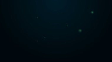 Parlak neon hattı sunum tahtası, grafik, çizelge, diyagram, bilgi grafiği, turta grafik simgesi siyah arkaplanda izole edilmiş. 4K Video hareketli grafik canlandırması