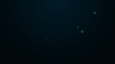 Parlayan neon hattı göğüs genişletici simgesi siyah arkaplanda izole edildi. 4K Video hareketli grafik canlandırması