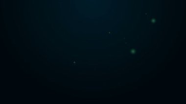 Parlayan neon hattı. Siyah zemin üzerinde su damlaları akan ikon olan duş başlığı izole edilmiş. 4K Video hareketli grafik canlandırması
