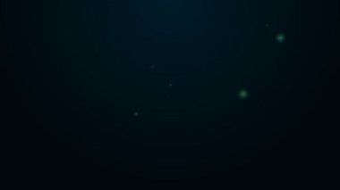 Parlayan neon hattı mikrofon simgesi siyah arkaplanda izole edildi. Radyodaki mikrofondan. Sözcü işareti. 4K Video hareketli grafik canlandırması
