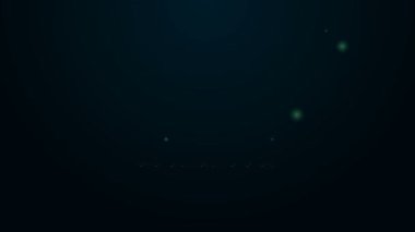 Parlayan neon hattı, siyah arkaplanda izole edilmiş büyük piyano ikonu. Müzik aleti. 4K Video hareketli grafik canlandırması