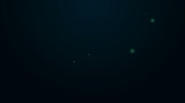 Siyah zemin üzerinde not simgesi olan parlak neon çizgisi müzik kitabı. Notalı nota kağıdı. Müzik notaları için not defteri. 4K Video hareketli grafik canlandırması