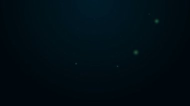 Parlak neon çizgisi, müzikal enstrüman perküsyon tef, metal plaka ikonu siyah arkaplanda izole edilmiş. 4K Video hareketli grafik canlandırması