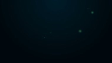 Siyah zemin üzerinde not simgesi olan parlak neon çizgisi müzik kitabı. Notalı nota kağıdı. Müzik notaları için not defteri. 4K Video hareketli grafik canlandırması