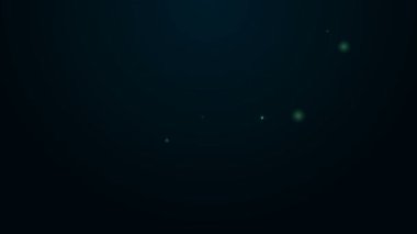 Parlayan neon çizgisi Vinil disk simgesi siyah arkaplanda izole edildi. 4K Video hareketli grafik canlandırması