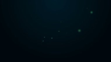 Parlayan neon hattı. Siyah arkaplanda ateş simgesi yok. Yangın yasağı ve yasak. 4K Video hareketli grafik canlandırması
