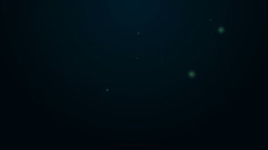 Parlayan neon hattı itfaiyeci balta simgesi siyah arka planda izole edildi. Yangın baltası. 4K Video hareketli grafik canlandırması