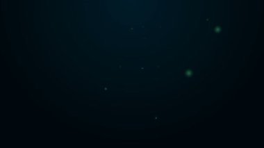Parlayan neon hattı yangın söndürme ikonu siyah arka planda izole edildi. 4K Video hareketli grafik canlandırması