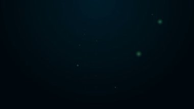 Parlayan neon hattı. Siyah zemin üzerinde su damlaları akan ikon olan duş başlığı izole edilmiş. 4K Video hareketli grafik canlandırması