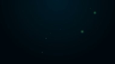 Parlayan neon hattı çevre dostu ev simgesi siyah arka planda izole edildi. Yapraklı eko ev. 4K Video hareketli grafik canlandırması