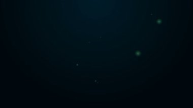 Siyah zemin üzerinde yaprak simgesi olan parlak neon çizgisi konumu. Çevre enerjisi kavramı. Alternatif enerji kavramı. 4K Video hareketli grafik canlandırması