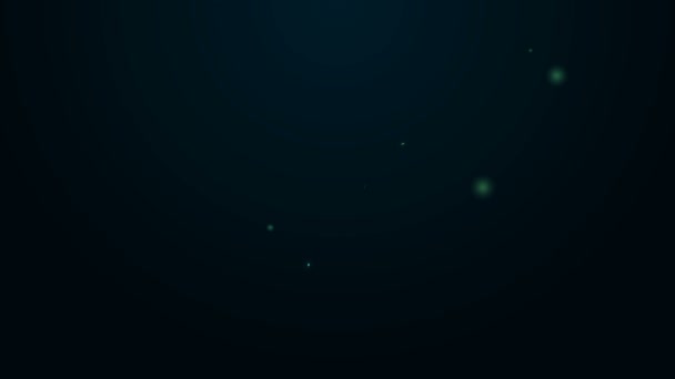 Linha de néon brilhante ícone do jogo de cartas Uno isolado no fundo preto. Animação gráfica em movimento de vídeo 4K — Vídeo de Stock