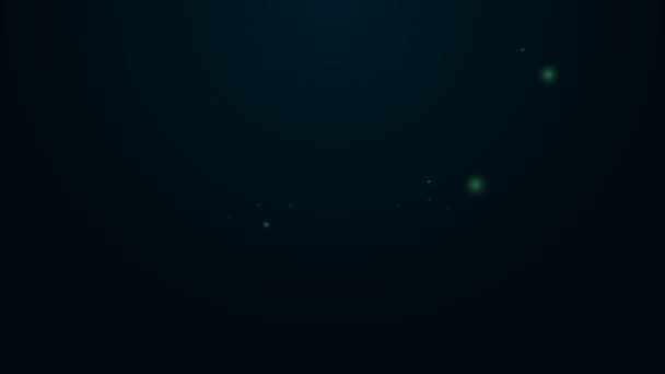 Gloeiende neon lijn Koptelefoon pictogram geïsoleerd op zwarte achtergrond. Oortelefoons. Concept voor het luisteren naar muziek, service, communicatie en operator. 4K Video motion grafische animatie — Stockvideo
