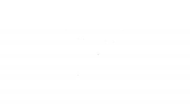 Siyah çizgi beyaz arka planda izole edilmiş ortaçağ kılıç simgesini geçti. Ortaçağ silahı. 4K Video hareketli grafik canlandırması