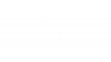 Beyaz arka planda siyah çizgi Castle simgesi izole edildi. Kulesi olan bir ortaçağ kalesi. Düşmanlardan koruma. Şehrin güvenilirliği ve savunması. 4K Video hareketli grafik canlandırması