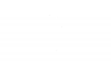 Siyah çizgi Ortaçağ balta simgesi beyaz arka planda izole edildi. Savaş baltası, cellat baltası. Ortaçağ silahı. 4K Video hareketli grafik canlandırması