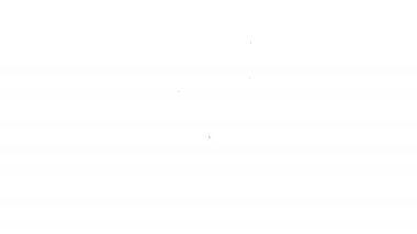 Beyaz arka planda siyah çizgi Castle simgesi izole edildi. Kulesi olan bir ortaçağ kalesi. Düşmanlardan koruma. Şehrin güvenilirliği ve savunması. 4K Video hareketli grafik canlandırması