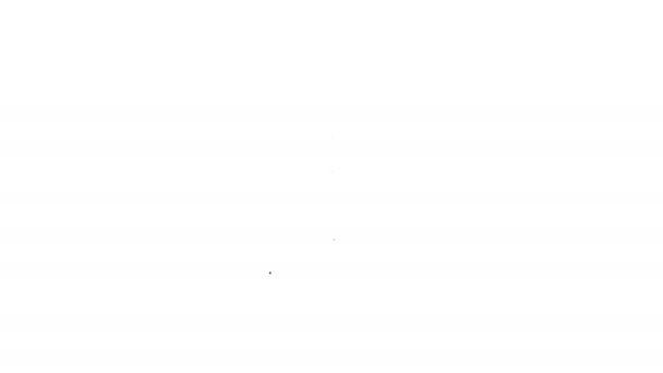 Línea negra Escudo medieval con icono de espada aislado sobre fondo blanco. Animación gráfica de vídeo 4K — Vídeo de stock