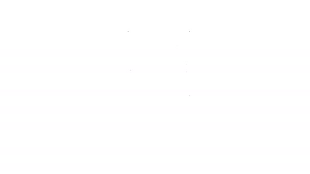 Linea nera Gallows corda loop icona appesa isolato su sfondo bianco. Corda legata al cappio. Suicidio, impiccagione o linciaggio. Animazione grafica 4K Video motion — Video Stock