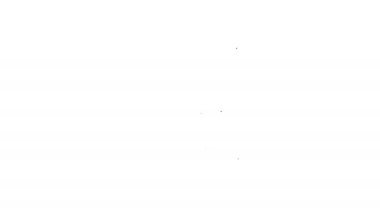 Beyaz arka planda dolar simgesi olan siyah çizgi dizüstü bilgisayar. Dünyanın her yerine para göndermek, para transferi, online bankacılık, finansal işlemler. 4K Video hareketli grafik canlandırması