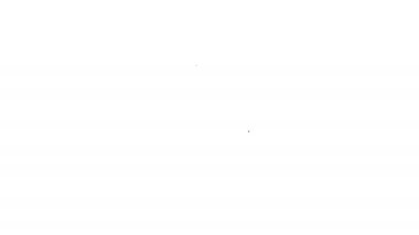 Siyah çizgi vücut geliştiricisi beyaz arka planda izole edilmiş kas simgesini gösteriyor. Formda kalmak, güçlü sağlık hobisi kavramı. 4K Video hareketli grafik canlandırması