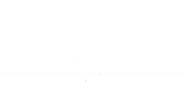 Siyah çizgi sabit bisiklet simgesi beyaz arkaplanda izole edildi. Egzersiz bisikleti. 4K Video hareketli grafik canlandırması