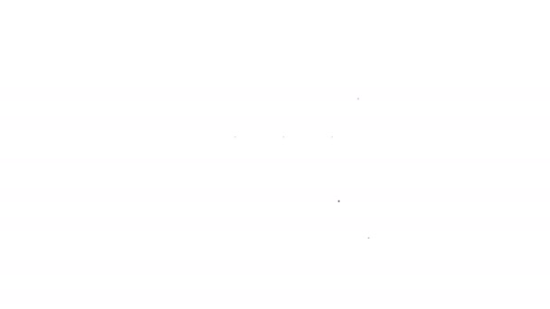 Zwarte lijn Bank gebouw pictogram geïsoleerd op witte achtergrond. 4K Video motion grafische animatie — Stockvideo