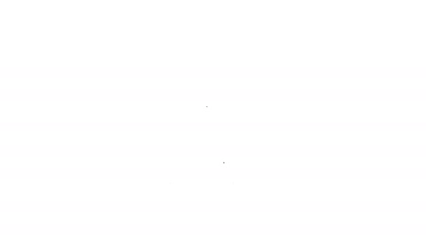 Línea negra Cesta de la compra y símbolo del dólar icono aislado sobre fondo blanco. Concepto de compra en línea. Servicio de entrega. Cesta del supermercado. Animación gráfica de vídeo 4K — Vídeo de stock