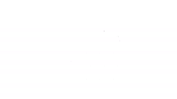 Czarna linia Głowica prysznicowa z kroplami wody płynącej ikony izolowane na białym tle. 4K Animacja graficzna ruchu wideo — Wideo stockowe