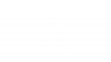 Siyah çizgi üçgeni müzik aleti simgesi beyaz arkaplanda izole edildi. 4K Video hareketli grafik canlandırması