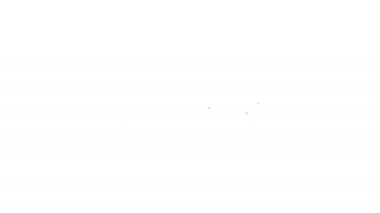 Siyah çizgi yanan araba simgesi beyaz arkaplanda izole edildi. Araba yanıyor. Araba alev ve dumanla kaplanmış. 4K Video hareketli grafik canlandırması