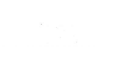 Beyaz arka planda siyah çizgili itfaiye aracı ikonu var. İtfaiye. İtfaiyeciler acil durum aracı. 4K Video hareketli grafik canlandırması