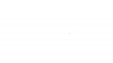 Siyah çizgi kamp ateşi ikonu beyaz arka planda izole edildi. Odunla yanan şenlik ateşi. 4K Video hareketli grafik canlandırması