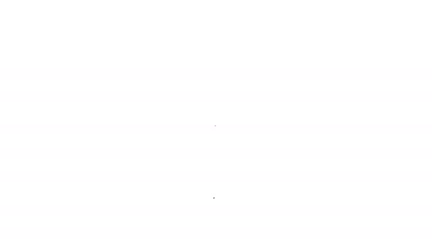 Ligne noire Pointeur de carte avec icône de flamme de feu isolé sur fond blanc. Feu à proximité. Animation graphique de mouvement vidéo 4K — Video