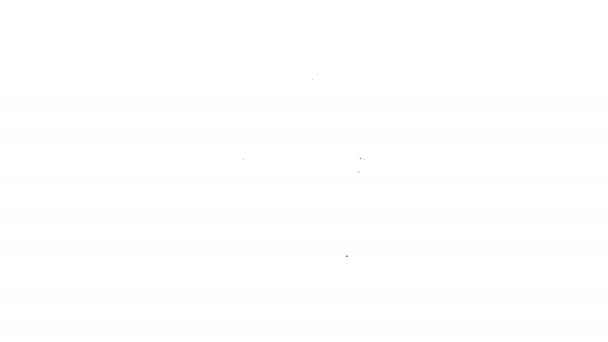 Linha preta Ícone de balde de fogo isolado no fundo branco. Balde de metal vazio ou com água para combate a incêndios. Animação gráfica em movimento de vídeo 4K — Vídeo de Stock