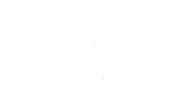 黒い線白い背景に隔離された消火器アイコン。4Kビデオモーショングラフィックアニメーション — ストック動画